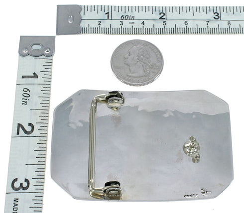 Native American Navajo Skeleton Scorpion Genuine Sterling Silver Belt Buckle JX123045